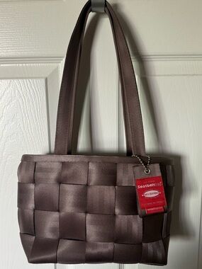 Original Seatbelt Bag Vintage Harvey’s Taupe Woven Satchel Made in USA Purse